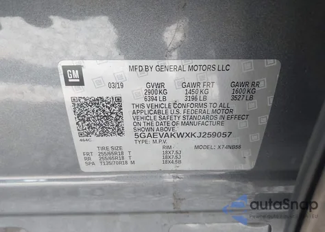 2019 Buick Enclave Awd Essence from USA, damaged, VIN 5GAEVAKWXKJ259057